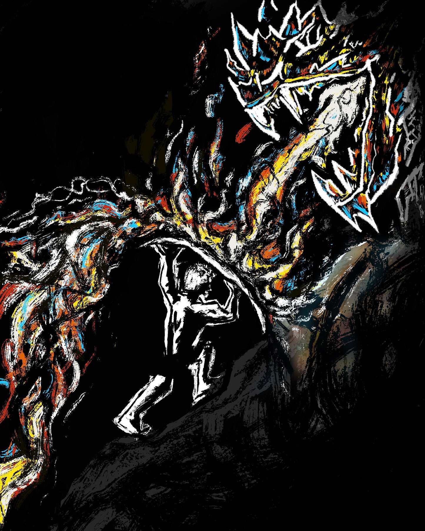 "sisyphus & the dragon." - Art Print